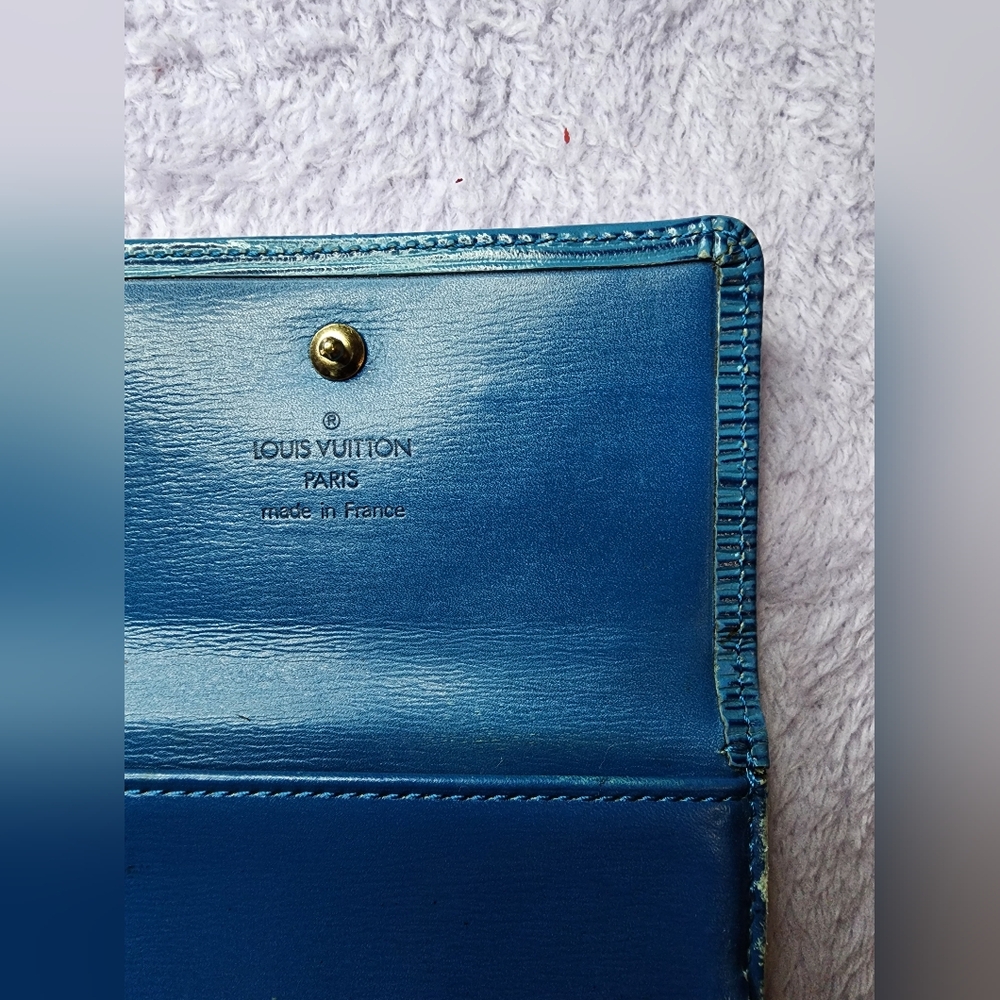 AUTHENTIC LOUIS VUITTON VINTAGE BLUE EPI LEATHER PORTE MONNAIE BILLETS WALLET - Picture 6 of 16